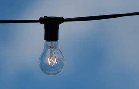 light bulb in dim light